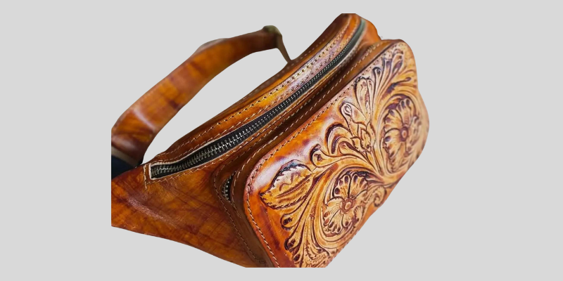 Hand Tooled Leather Belt Bag